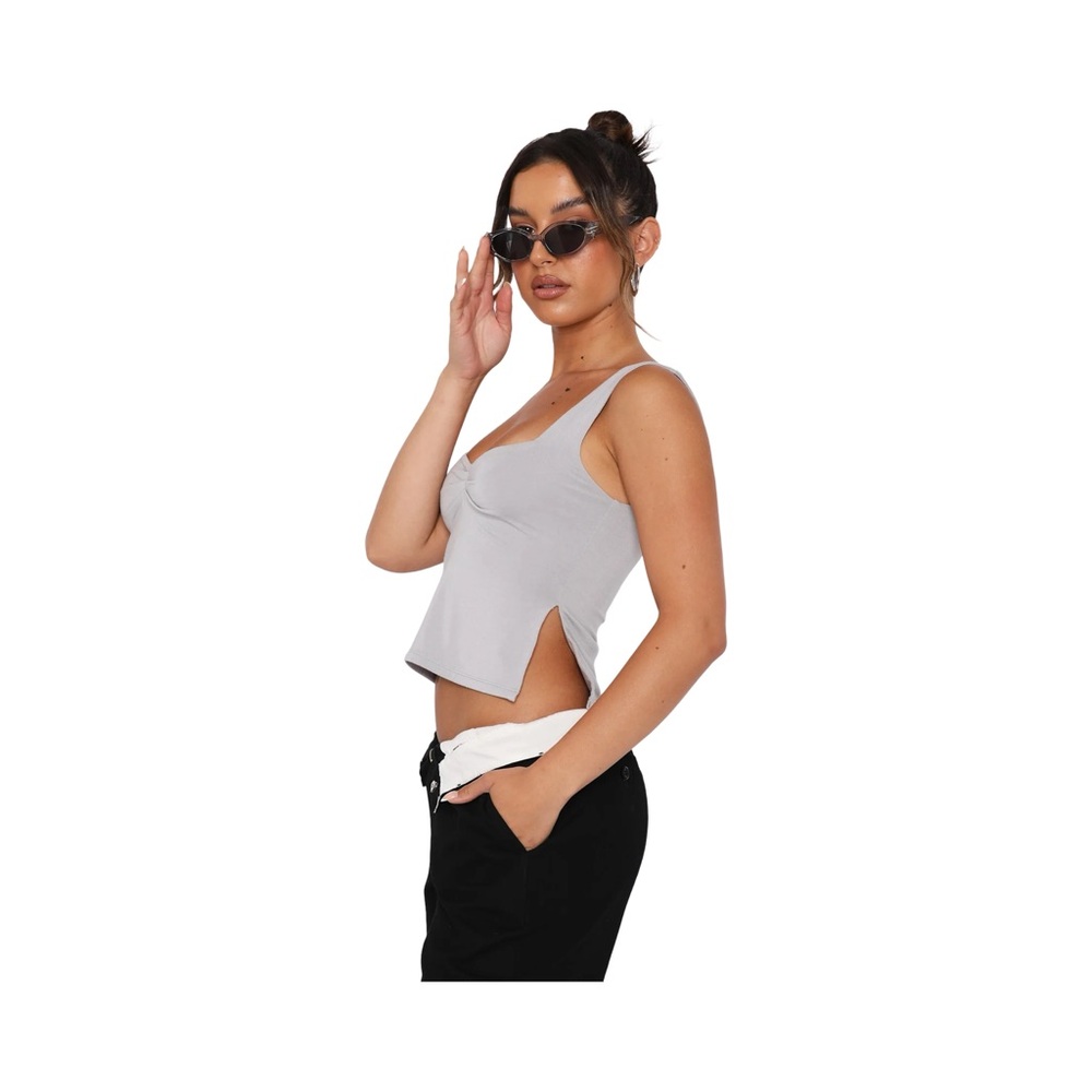 WHITE FOX 95% Modal Light Gray Cropped Tank Size Medium - Picture 2 of 8